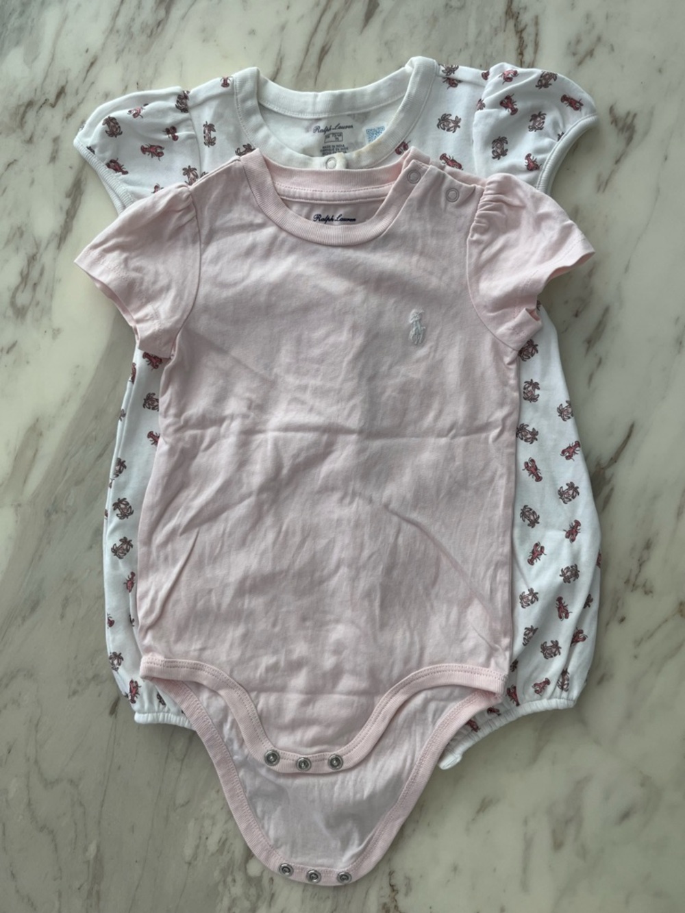 Ralph Lauren Light Pink Short-Sleeve Baby Bodysuit Duo